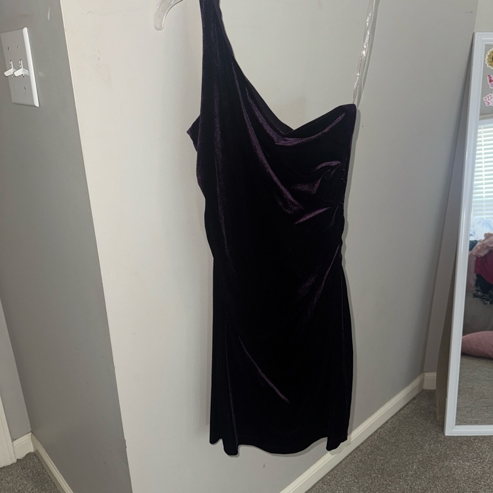 Honey and Rosie One-Shoulder Dress in Deep Purple
